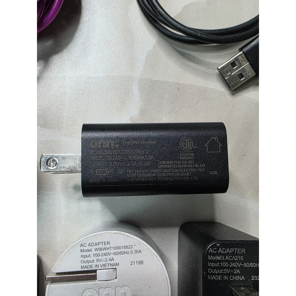 Onn USB Wall Charger Block Bundle with USB-C and Micro-USB Cables 7pc Lot W4